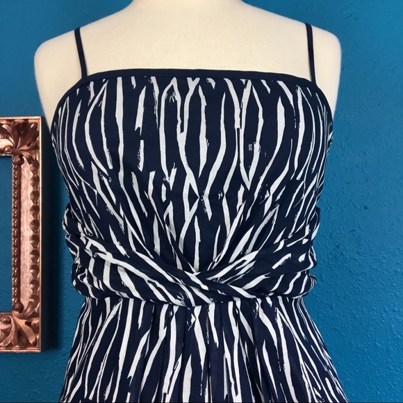 LOFT navy blue & white print dress 100% cotton, 2 - Picture 3 of 7